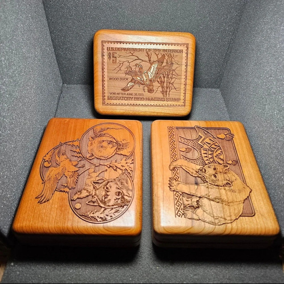 Wilderness Woods Lot Of 3 Jewelry Boxes Trinket Boxes Made In The Usa - Picture 3 of 10
